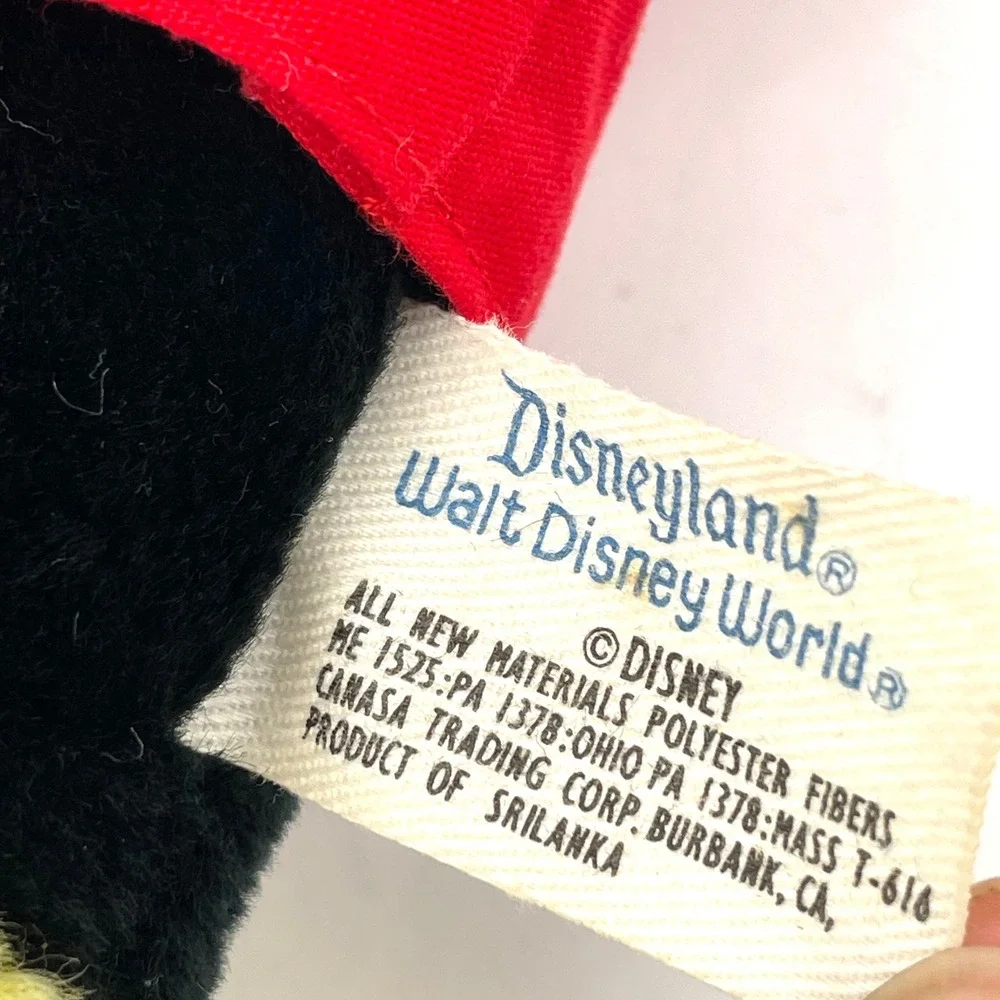Disney Mickey Mouse Plush Toy Unisex OS Black Red Good Vintage Disneyland WDW